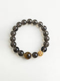Black rutilated quartz crystal bracelet with clear stones by Kasa Himalaya