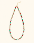 Colorful agate and pearl beaded short necklace by Kasa Himalaya