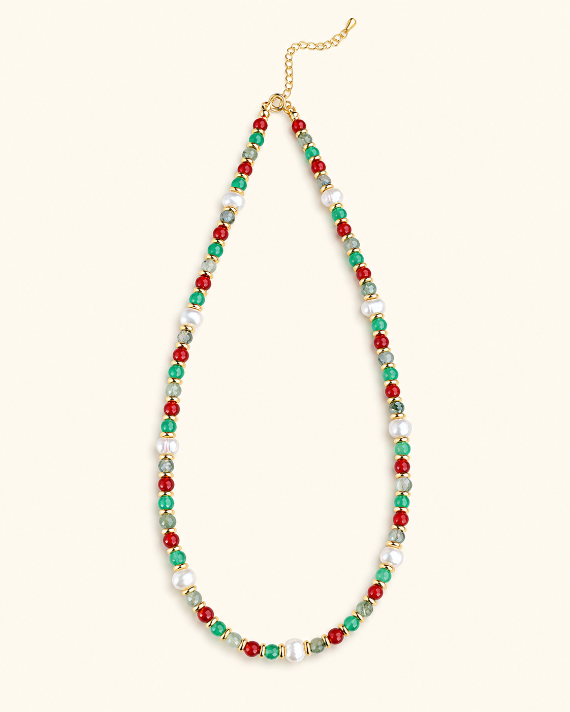 Colorful agate and pearl beaded short necklace by Kasa Himalaya