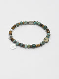 Turquoise tiger eye malachite silver bracelet with blue green stones