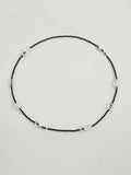 Clear quartz black tourmaline long necklace with black and transparent stones