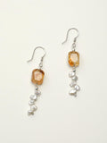 Citrine baroque pearl silver drop earrings with warm yellow stone