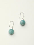 Amazonite pearl silver drop earrings with soft blue green tones